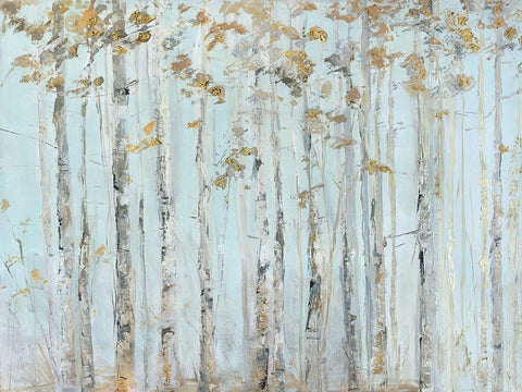 Soft Birch Forest White Modern Wood Framed Art Print with Double Matting by Swatland, Sally