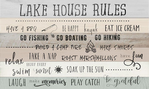Lake House Rules Black Ornate Wood Framed Art Print with Double Matting by CAD Designs