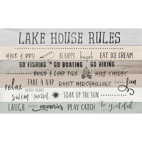 Lake House Rules Black Modern Wood Framed Art Print with Double Matting by CAD Designs