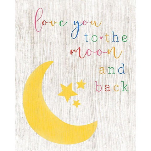 To the Moon and Back White Modern Wood Framed Art Print by CAD Designs