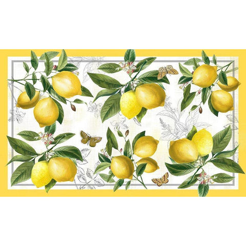 Linen Lemons Gold Ornate Wood Framed Art Print with Double Matting by Nan