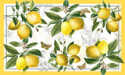 Linen Lemons White Modern Wood Framed Art Print with Double Matting by Nan