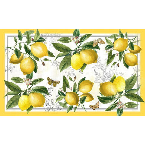 Linen Lemons Black Modern Wood Framed Art Print by Nan