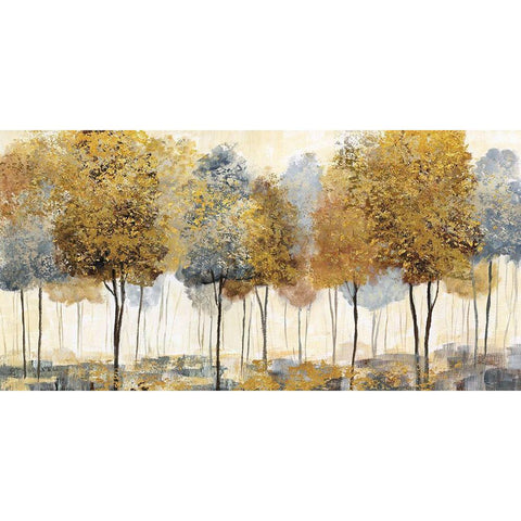 Golden Forest White Modern Wood Framed Art Print by Nan