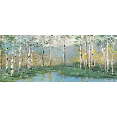 Birch River Reflections White Modern Wood Framed Art Print by Swatland, Sally