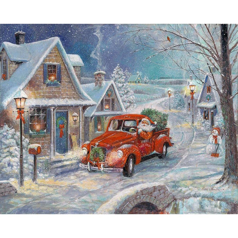 Santas Tree Farm Black Modern Wood Framed Art Print with Double Matting by Manning, Ruane