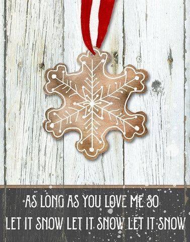 Gingerbread Snowflake White Modern Wood Framed Art Print with Double Matting by Robinson, Carol