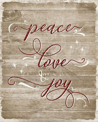 Peace Love Joy Black Ornate Wood Framed Art Print with Double Matting by Carpentieri, Natalie