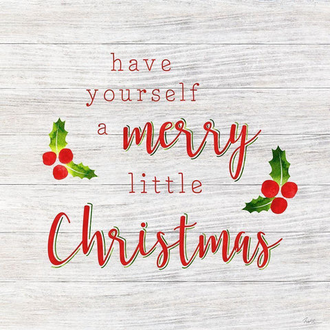 Merry Little Christmas Black Modern Wood Framed Art Print with Double Matting by Carpentieri, Natalie