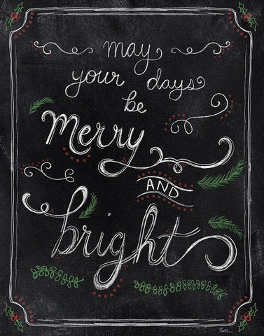 Merry and Bright Black Ornate Wood Framed Art Print with Double Matting by Carpentieri, Natalie