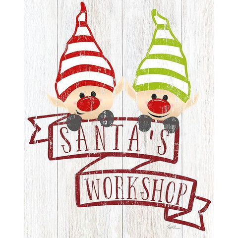 Santas Workshop Black Modern Wood Framed Art Print by Carpentieri, Natalie