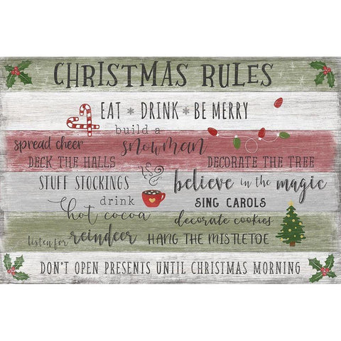 Christmas Rules White Modern Wood Framed Art Print by Carpentieri, Natalie