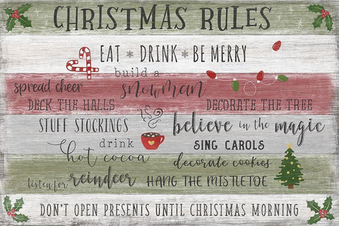 Christmas Rules Black Ornate Wood Framed Art Print with Double Matting by Carpentieri, Natalie