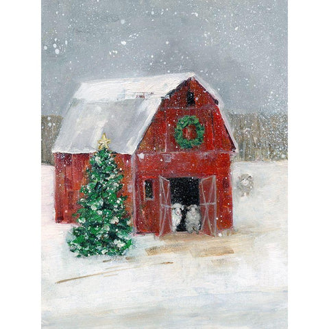 Christmas on the Farm I White Modern Wood Framed Art Print by Swatland, Sally