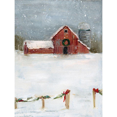 Christmas on the Farm II White Modern Wood Framed Art Print by Swatland, Sally