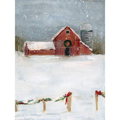 Christmas on the Farm II Black Modern Wood Framed Art Print with Double Matting by Swatland, Sally