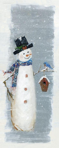 Primitive Snowman I White Modern Wood Framed Art Print with Double Matting by Swatland, Sally