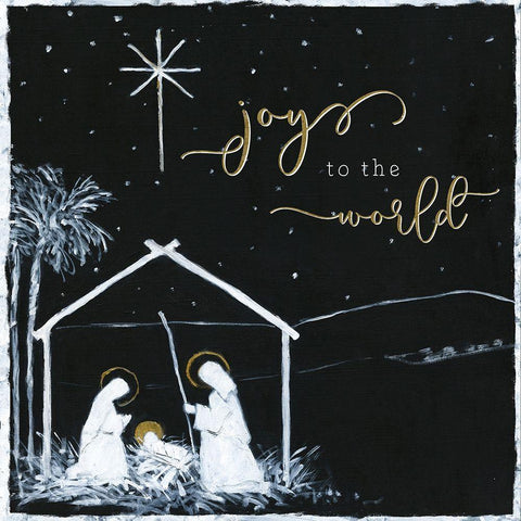Joy to the World Nativity Black Ornate Wood Framed Art Print with Double Matting by Swatland, Sally
