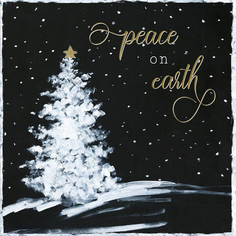 Peace on Earth Tree Black Ornate Wood Framed Art Print with Double Matting by Swatland, Sally