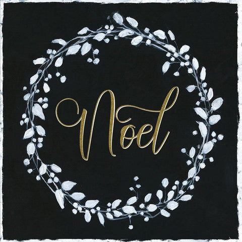 Noel Wreath White Modern Wood Framed Art Print with Double Matting by Swatland, Sally