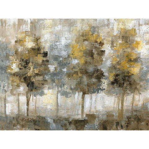 Linen Trees Black Modern Wood Framed Art Print with Double Matting by Nan