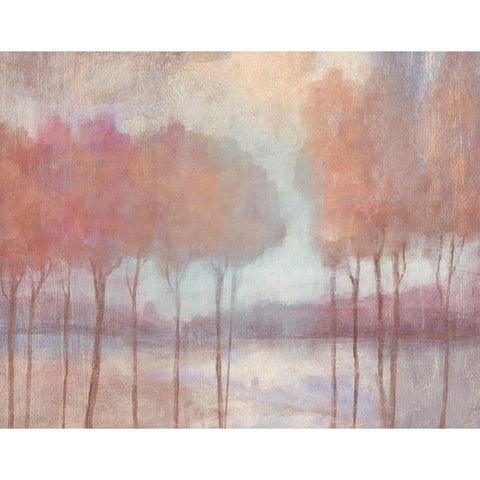 Blushing Trees Black Modern Wood Framed Art Print with Double Matting by Nan