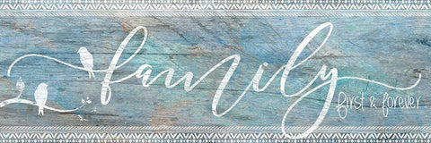 Family First White Modern Wood Framed Art Print with Double Matting by Santiago, Daniela