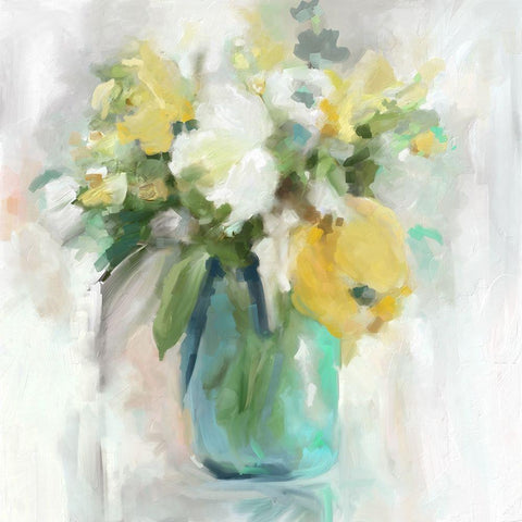 Impasto Bouquet White Modern Wood Framed Art Print by Robinson, Carol