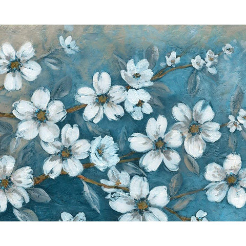 Blossoms of Evening White Modern Wood Framed Art Print by Robinson, Carol