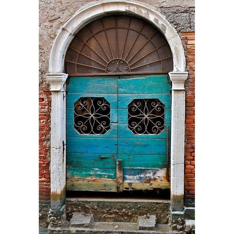 Venice Door Black Modern Wood Framed Art Print with Double Matting by Gulin, Darrell