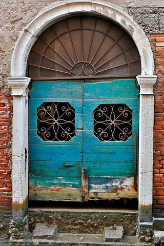 Venice Door Black Ornate Wood Framed Art Print with Double Matting by Gulin, Darrell