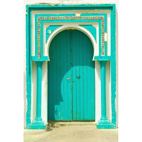 Tunisia Door White Modern Wood Framed Art Print by Tondini, Dominico