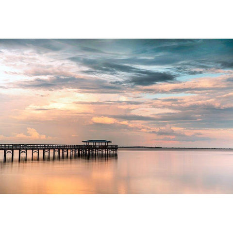 Harbor Sunset White Modern Wood Framed Art Print by Haddad, Sheila