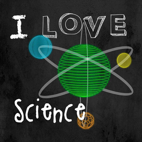 Love Science Black Ornate Wood Framed Art Print with Double Matting by Santiago, Daniela