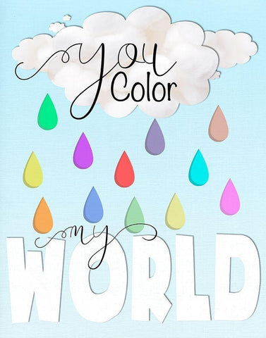 Color My World White Modern Wood Framed Art Print with Double Matting by Santiago, Daniela