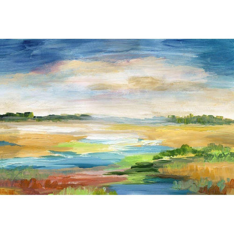 Distant Inlet White Modern Wood Framed Art Print by Nan