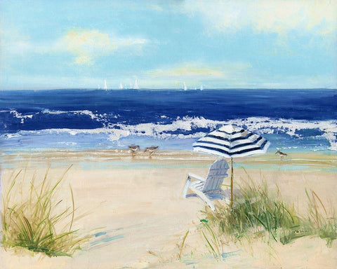 Beach Life II White Modern Wood Framed Art Print with Double Matting by Swatland, Sally