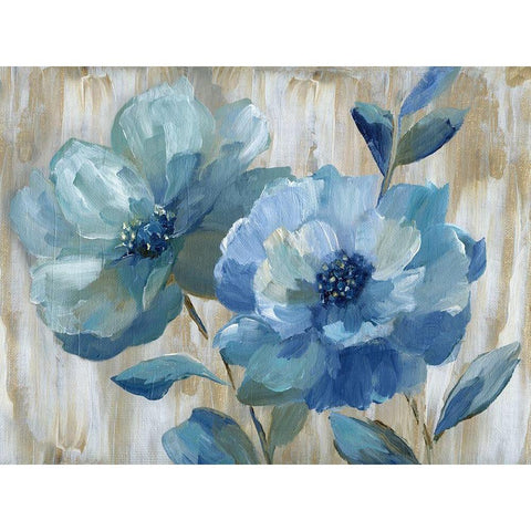 Blue Duo Black Modern Wood Framed Art Print with Double Matting by Nan