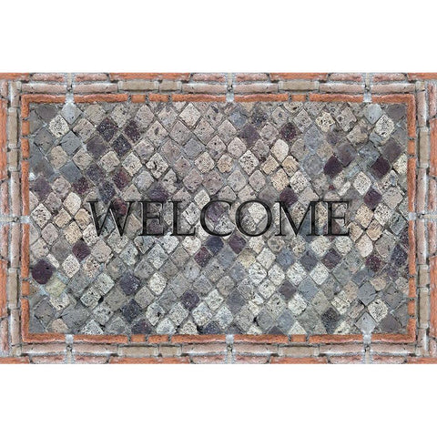 Pompeii Welcome Black Modern Wood Framed Art Print with Double Matting by Jill, Susan