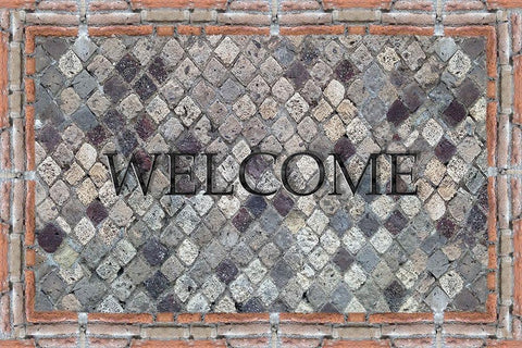 Pompeii Welcome Black Ornate Wood Framed Art Print with Double Matting by Jill, Susan