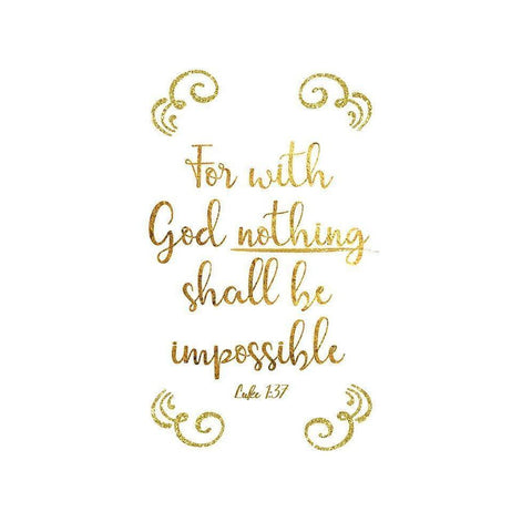 Luke 1:37 Gold Ornate Wood Framed Art Print with Double Matting by CAD Designs