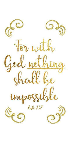 Luke 1:37 White Modern Wood Framed Art Print with Double Matting by CAD Designs