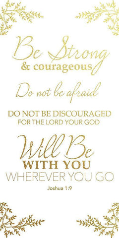 Joshua 1:9 White Modern Wood Framed Art Print with Double Matting by CAD Designs