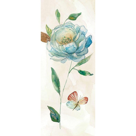 Rose Blue Wash White Modern Wood Framed Art Print by Robinson, Carol