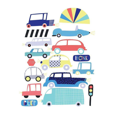 Traffic Jam Black Modern Wood Framed Art Print by Potter, Alice