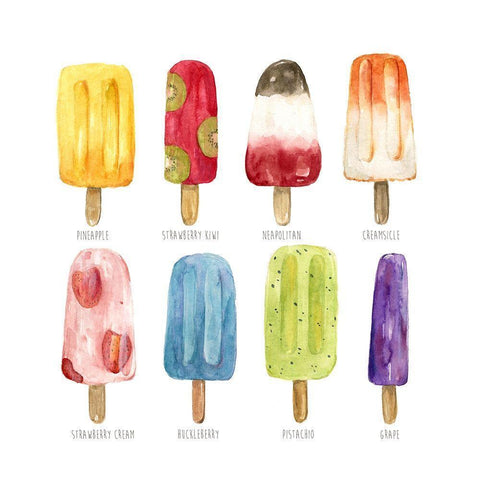Popsicles Come Chill White Modern Wood Framed Art Print by Robinson, Carol