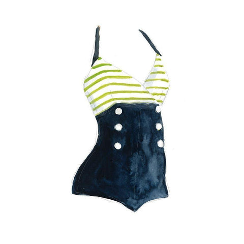 Vintage Swimwear I Black Modern Wood Framed Art Print with Double Matting by Robinson, Carol