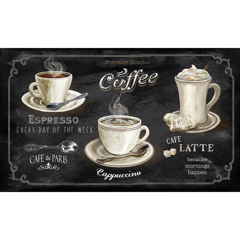 Coffee Trio Gold Ornate Wood Framed Art Print with Double Matting by Knutsen, Conrad