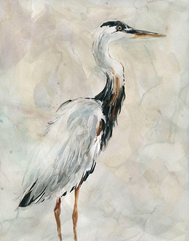 Crane at Dusk I White Modern Wood Framed Art Print with Double Matting by Robinson, Carol