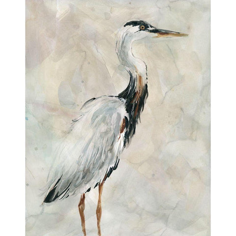Crane at Dusk I Black Modern Wood Framed Art Print with Double Matting by Robinson, Carol